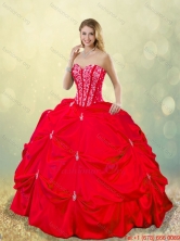 Cheap 2016 Beading and Pick Ups Quinceanera Gowns in Red SJQDDT185002-3FOR