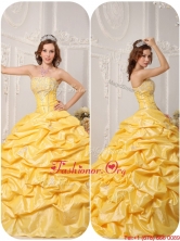 Cheap Ball Gown Pick Ups and Appliques Quinceanera Gowns QDZY008BFOR