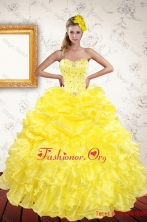 Classical 2015 Yellow Quince Dresses with Beading and Ruffles XFNAOA03TZFXFOR