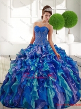 Delicate Sweetheart 2015 Winter    Quinceanera Gown with Appliques and RufflesQDDTB11002FOR