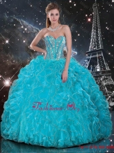 Discount Aqua Blue Sweetheart Quinceanera Gowns with Beading and Ruffles QDDTA109002FOR