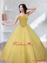 Elegant Tulle Beading Sweetheart Gold Quinceanera Dresses for 2015 SJQDDT12002-5FOR