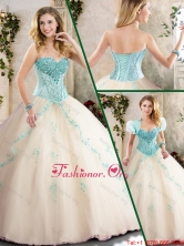 Fashionable Champagne Quinceanera Gowns with Appliques  SJQDDT213002-1FOR