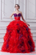 Fashionable Sweetheart Beading and Appliques Multi color Quinceanera Dress with Ruffles FVQD027FOR