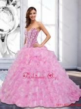 Flirting 2016 Spring Sweetheart Beading and Ruffles Rose Pink Quinceanera Dresses QDDTA67002FOR