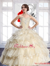 Gorgeous Champagne Sweetheart Quinceanera Dresses with Beading and Ruffled Layers SJQDDT57002FOR