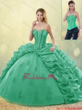 Hot Sale Turquoise Quinceanera Dresses with Brush Train for 2016 SJQDDT191002-8FOR