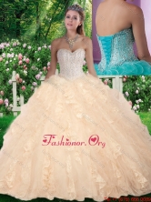 Latest Ball Gown Beading and Ruffles Champange Sweet 16 Gowns for Fall SJQDDT290002FOR