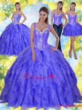 Latest Beading and Ruffles 2015 Winter Sweet Sixteen Dresses in LavenderSJQDDT23001-1FOR
