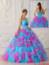 Lovely Multi Color Floor Length Appliques Quinceanera Dresses QDZY464AFOR