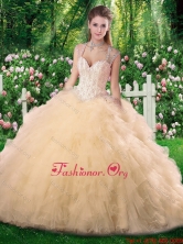 Luxurious Ball Gown Champange Quinceanera Dresses with Beading and Ruffles SJQDDT275002FOR