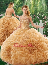 Luxurious Brush Train Appliques Champagne Quinceanera Dresses for 16 Brithday Party SJQDDT350002FOR