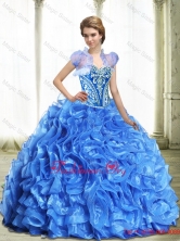 Modest 2015 Sweetheart Royal Blue Graduation Dresses with Beading and Ruffles for Sale
