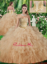 New Arrivals Sweetheart Quinceanera Gowns with Beading and Ruffles in Champagne SJQDDT339002FOR