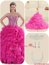 New Style Fuchsia Quinceanera Gowns with Ruffles and Beading LFY091906CFOR