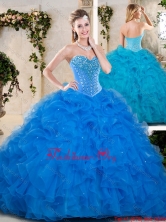Popular Beading and Ruffles Quinceanera Dresses in Blue SJQDDT233002-1FOR