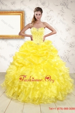Popular Sweetheart Yellow Quinceanera Dresses with Beading XFNAOA03FOR