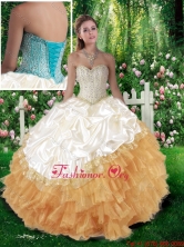 Pretty Ball Gown Champange Quinceanera Dresses with Beading and Pick Ups SJQDDT287002FOR
