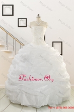 Pretty White Strapless 2015 Quinceanera Dresses with Beading FNAO186FOR