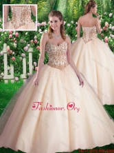 Simple Ball Gowns Sweetheart Appliques Champagne Sweet 16 Dresses SJQDDT353002FOR