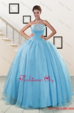 Spring Cheap Strapless Quinceanera Dresses with Appliques XFNAO615FOR