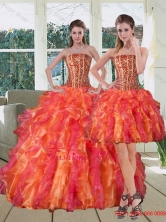 Spring Multi Color Strapless Quinceanera Dress with Beading and Ruffles QDZY251TZFOR