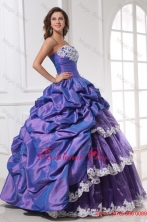 Spring Purple Sweetheart Appliques and Pick-ups Quinceanera Dress for 2016 FFQD072FOR