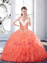 Summer Decent Sweetheart Watermelon Quinceanera Dresses with Beading and Ruffles SJQDDT83002FOR