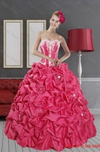 Summer Inexpensive Hot Pink Dresses for Quince with Pick Ups and Appliques XFNAOA58TZFXFOR