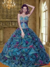 Summer Luxurious Colorful Sweet 15 Dresses with Appliques and Pick Ups SJQDDT26002FOR