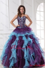 Sweetheart Beading and Appliques Multi-color Quinceanera Dress FFQD07FOR
