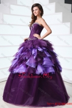 Sweetheart Dark Purple Sweet Train Quinceanera Dress with Beading FFQD035FOR