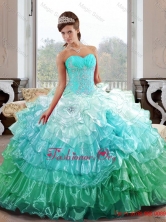 The Super Hot Sweetheart 2015 Quinceanera Gown with Appliques and Ruffled Layers QDDTB25002-1FOR