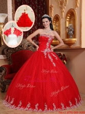 Top Selling Ball Gown Appliques Quinceanera Dresses in Red QDZY7527CFOR