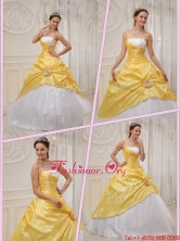 Top Selling Ball Gown Strapless Quinceanera Dresses in Yellow QDZY366BFOR
