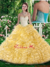Top Selling Sweetheart Champange Quinceanera Dresses with Beading and Ruffles SJQDDT284002FOR