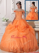 Top Selling The Shoulder Sweet 16 Dresses with Appliques and Hand Made Flowers QDZY575BFOR