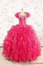 2015 Hot Pink Beading Wonderful Quinceanera Dresses FNAO885AFOR