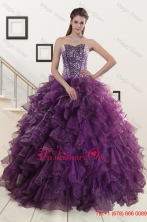 2015 New Style Purple Quinceanera Dresses with Beading and RufflesXFNAO698FOR