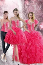 2015 Pretty Hot Pink Sweetheart Sweet 15 Dresses with Beading and Ruffles XFNAO885ATZA1FOR