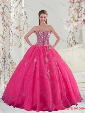 2015 Sweetheart Hot Pink Sequins and Appliques Prom Dresses QDDTA7002FOR