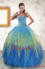 2015 Unique Sweetheart Beading and Ruching Quinceanera Dresses in Multi Color XFNAO5766FOR
