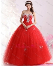 2015 Unique Sweetheart Red Sweet Sixteen Dresses with Rhinestones WMDQD024FOR