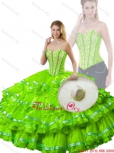2016 Hot Sale Spring Green Detachable Sweet 16 Dresses with Beading and Ruffled Layers  SJQDDT254002-3FOR