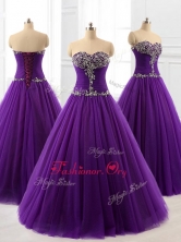 2016 Pretty Beading A Line Sweet 16 Dresses in Purple SWQD060-2FOR