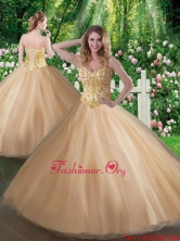 Affordable A Line Champagne Sweet 16 Gowns with Beading SJQDDT351002FOR