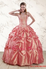 Beautiful Beading and Appliques Watermelon Red Sweet 16 Dresses XFNAO144FOR