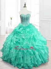 Best Selling Beading and Ruffles Sweet 16 Dresses in Apple Green SWQD063-1FOR