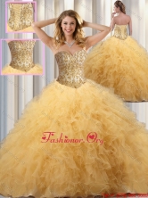 Custom Made Ball Gown Sweet 16 Dresses with Beading and Ruffles in Champagne SJQDDT348002FOR