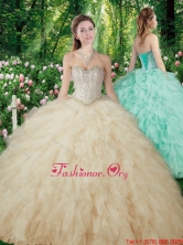 Custom Made Ball Gowns Beading and Ruffles Champagne Sweet 16 Dresses SJQDDT302002FOR